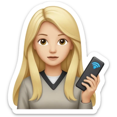 mujer  joven rubia con pelo largo con modem de internet sticker