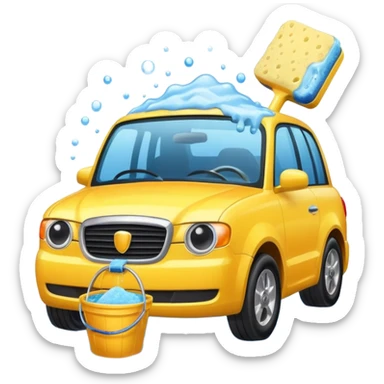 car wash with sponge and bucket sticker