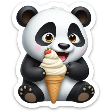 Panda eating ice cream sticker