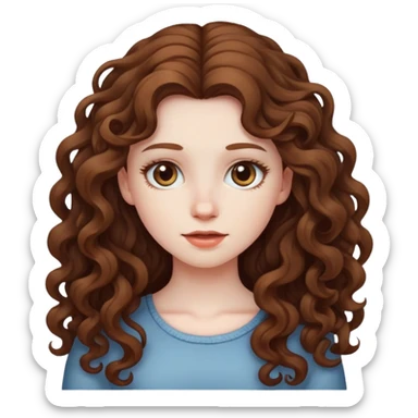 Girl with long curly hair sticker