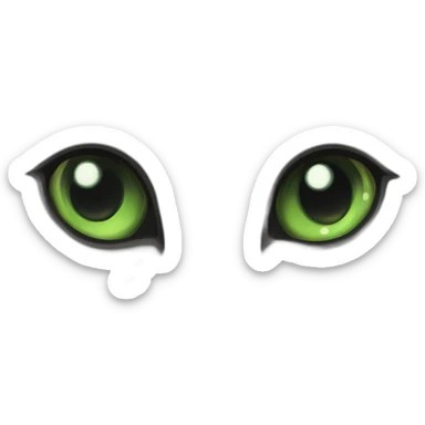 Black cat with green eyes and white nose bridge and chin. sticker