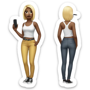 Hot girl with pants and phone sticker