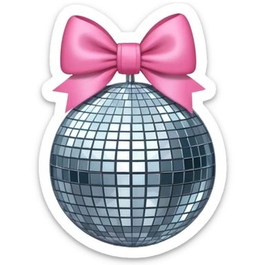 Disco ball with pink bow sticker