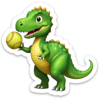 dinosaur playing softball sticker
