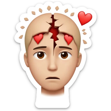 broken heart above a person's head, showing stress or sadness sticker