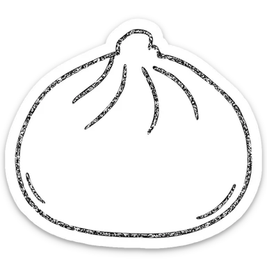 minimalist hand-drawn outline of a banh bao, no fill, slightly irregular lines sticker