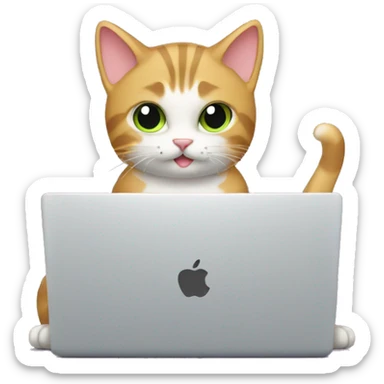 cat programming on a laptop sticker