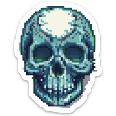 skull, pixel art style sticker