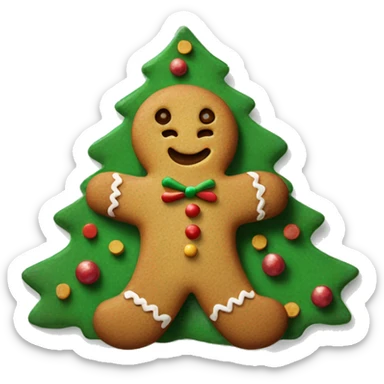 Gingerbread men on Christmas tree shaped plate sticker