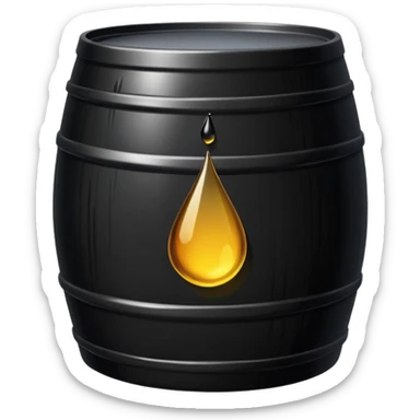 generate an ultra realistic black metal barrel without rust and with a black drop of oil on it sticker