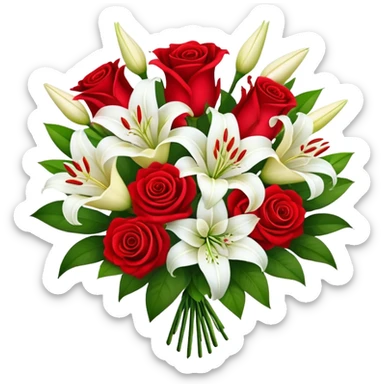 Bouquet of flowers with heart sticker