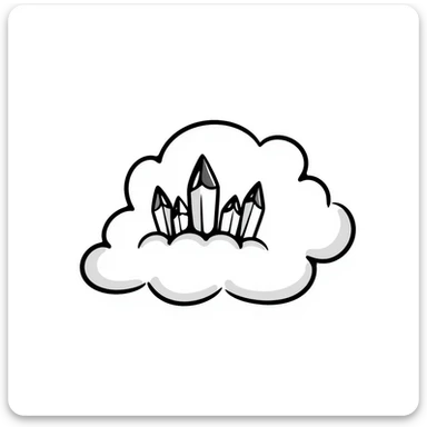 fluffy cloud with crystal formations growing from it sticker