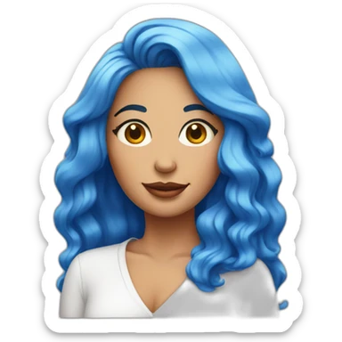 lady with blue hair and egg earrings sticker