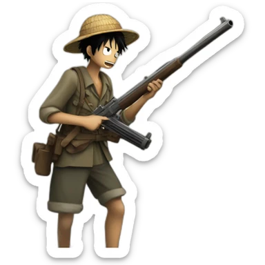 luffy with a gun in the trenches in world war 1 sticker