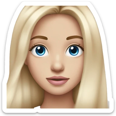 Beautiful teenage girl, long hair, brunette, blue eyes, light pink lip color sticker