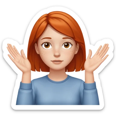 Girl with two hands in front out facing upwards  sticker