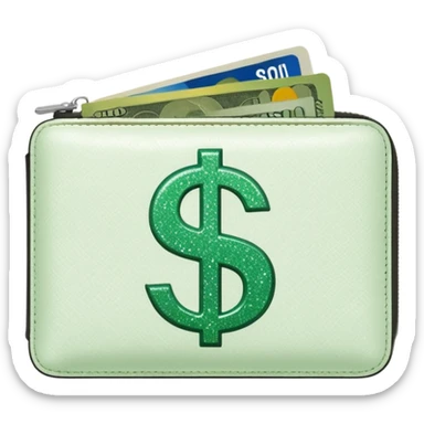 glitter white wallet green symbol $ sticker