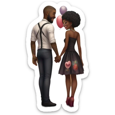 Romantic carnival date for beautiful tattooed couple sticker