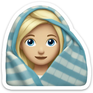 Blond girl blue eyes with blanket sticker