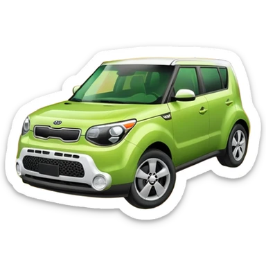 Green Kia soul on fire sticker