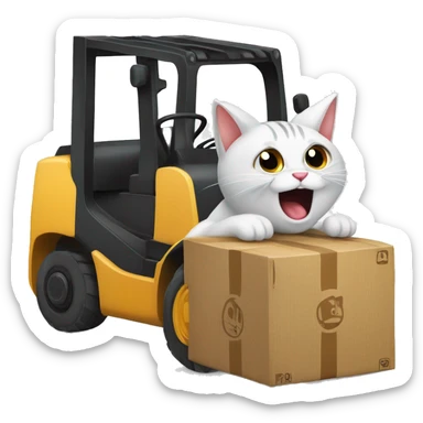 Forklift driven by a cat that is screaming sticker