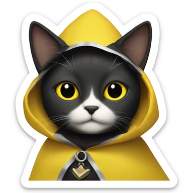 A cat in a black and yellow cape, Lovable sticker