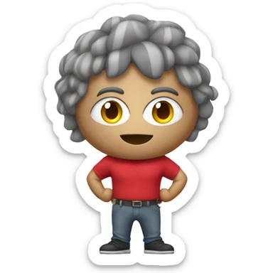 Mascot with a vertically stripped grey and red shirt. He has a head that is a massive buckeye nut sticker