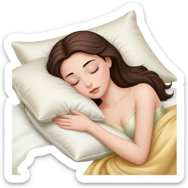 sleeping beauty brunette white girl with a silk pillow sticker