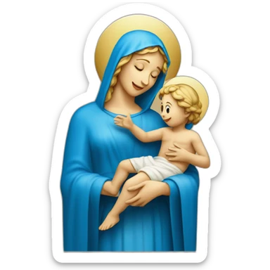 Madona with child jesus blue clothes sticker