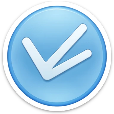 Blue circle with irregularities on it on it is boundaries and it should have a white tick no face sticker