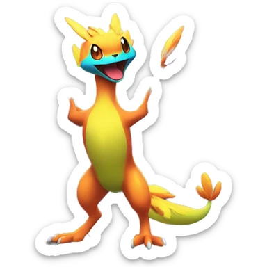 Colorful Neon Colors Vibrant Colors Flying Fakémon-Pokémon-Creature Full Body sticker