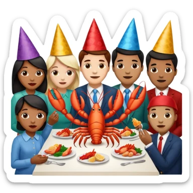 200 people eating lobster at a family party sticker