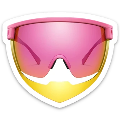 gigantic frame sporty pink shield visor sunglasses, enormously thick and chunky design, massive robust construction, one-piece lens, exaggerated thickness sticker
