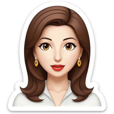 Cinematic Realistic Nancy Ajram Pop Culture Emoji, depicted with a charismatic modern portrayal of the celebrated singer rendered with crisp detail and energetic lighting. sticker