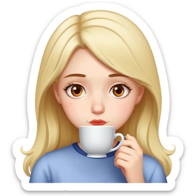 Girl sipping tea sad sticker