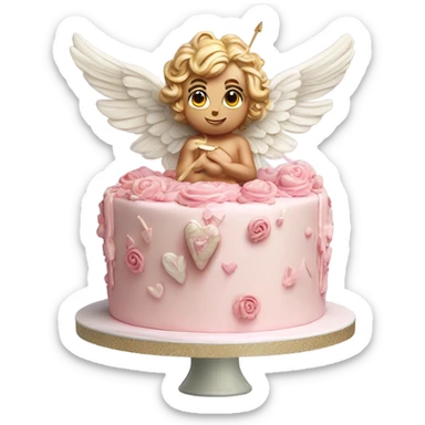 Realistic Photo of cupid cake sticker