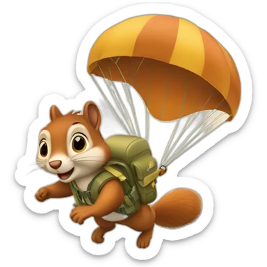 squirrel parachuting from a plane sticker