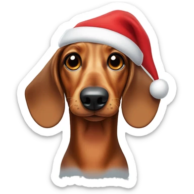 Daschund with Santa hat sticker