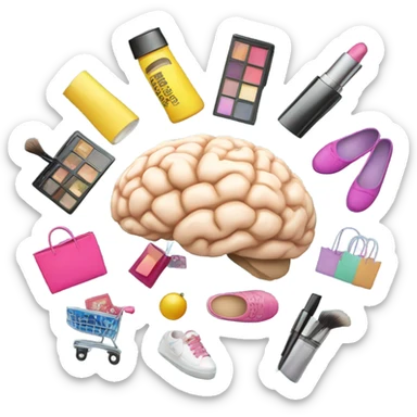 brain thinking shopping makeup footwear clothes  sticker