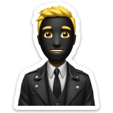 Yellow hair black masker Guy whi money bag ant whit black lines jacket sticker