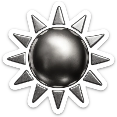 yellow sun, chrome style, apple emoji inspired sticker