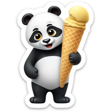 Panda eating ice cream sticker