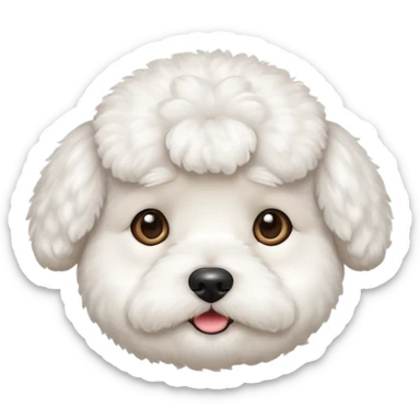 white bichon frise face with round head like popcorn hair sticker