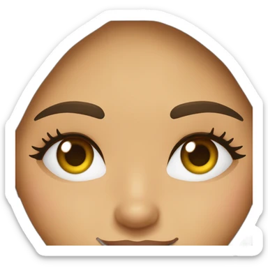 Mujer de ojos marrones, morocha de pelo largo y lacio con un estilo de los años 2000. Aspecto similar a Victoria Justice sticker