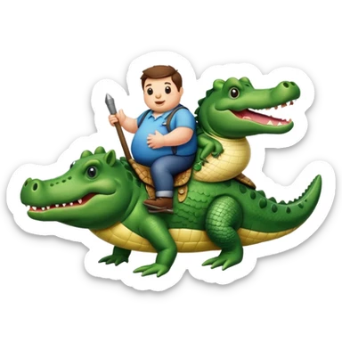A fat pig riding a alligator  sticker