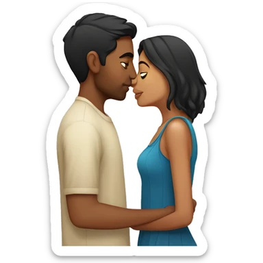 short Indian girlfriend kissing her caucasian boyfriend sticker