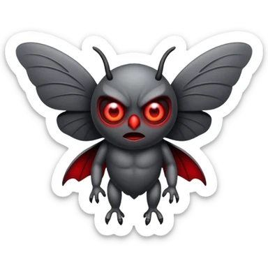 Create a scary emoji of the mothman with bright red eyes sticker