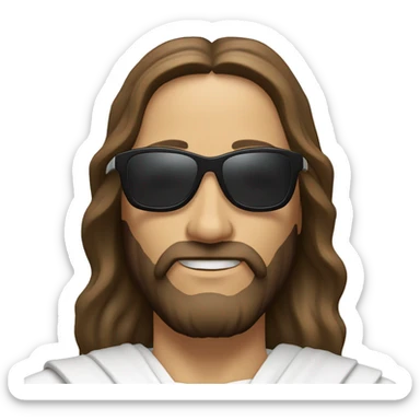 Jesus wearing a juliet from Oakley, sunglasses with sporty vibe sticker
