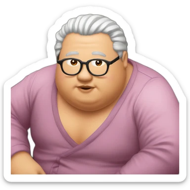 red-spectacles-fat-men-japanese-pinkhair sticker