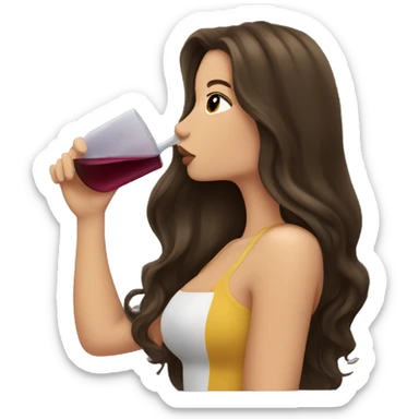 Brunette long hair sipping wine sticker